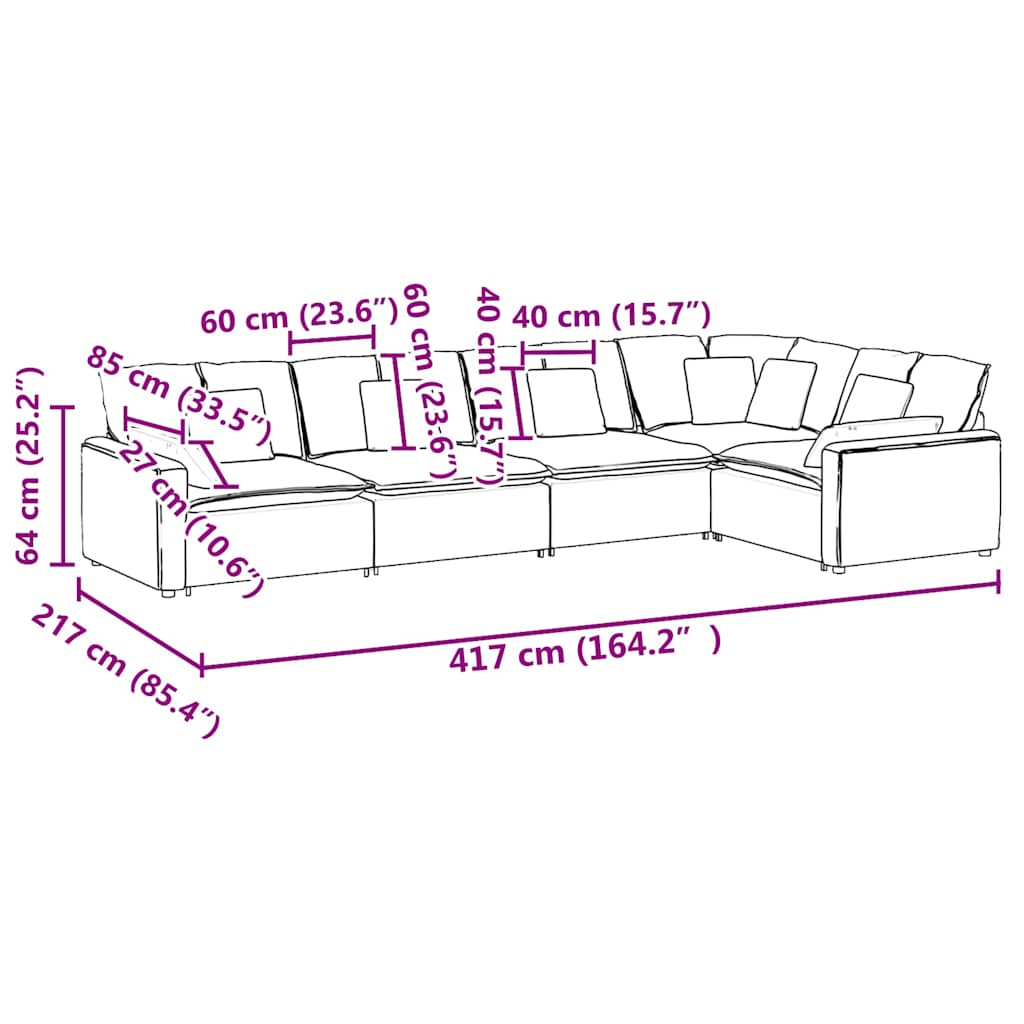 Modulares Sofa mit Kissen Samt Dunkelgrau