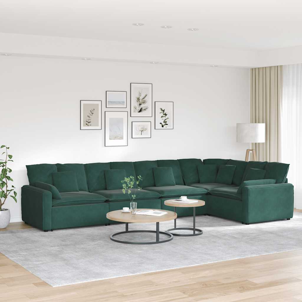 Modulares Sofa mit Kissen Samt Dunkelgrün