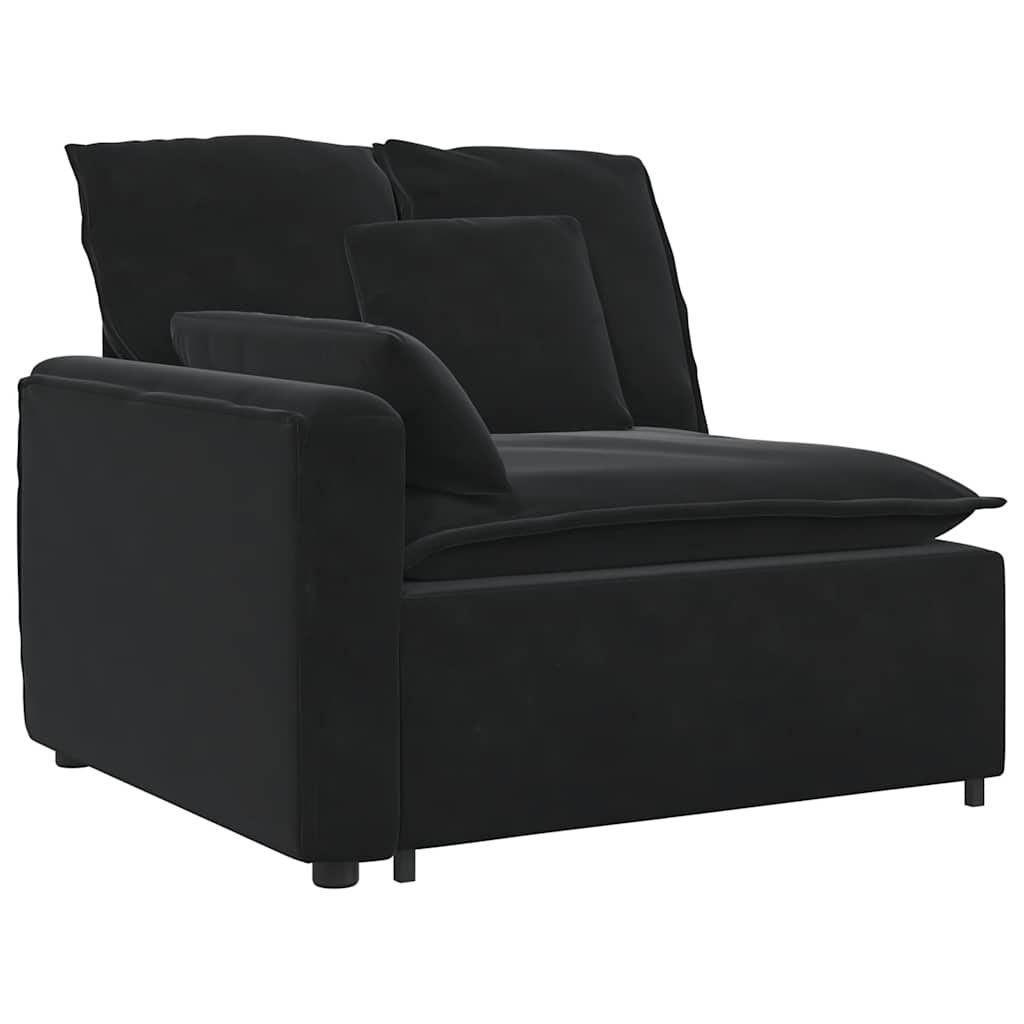 Modulares Sofa mit Kissen Samt Schwarz