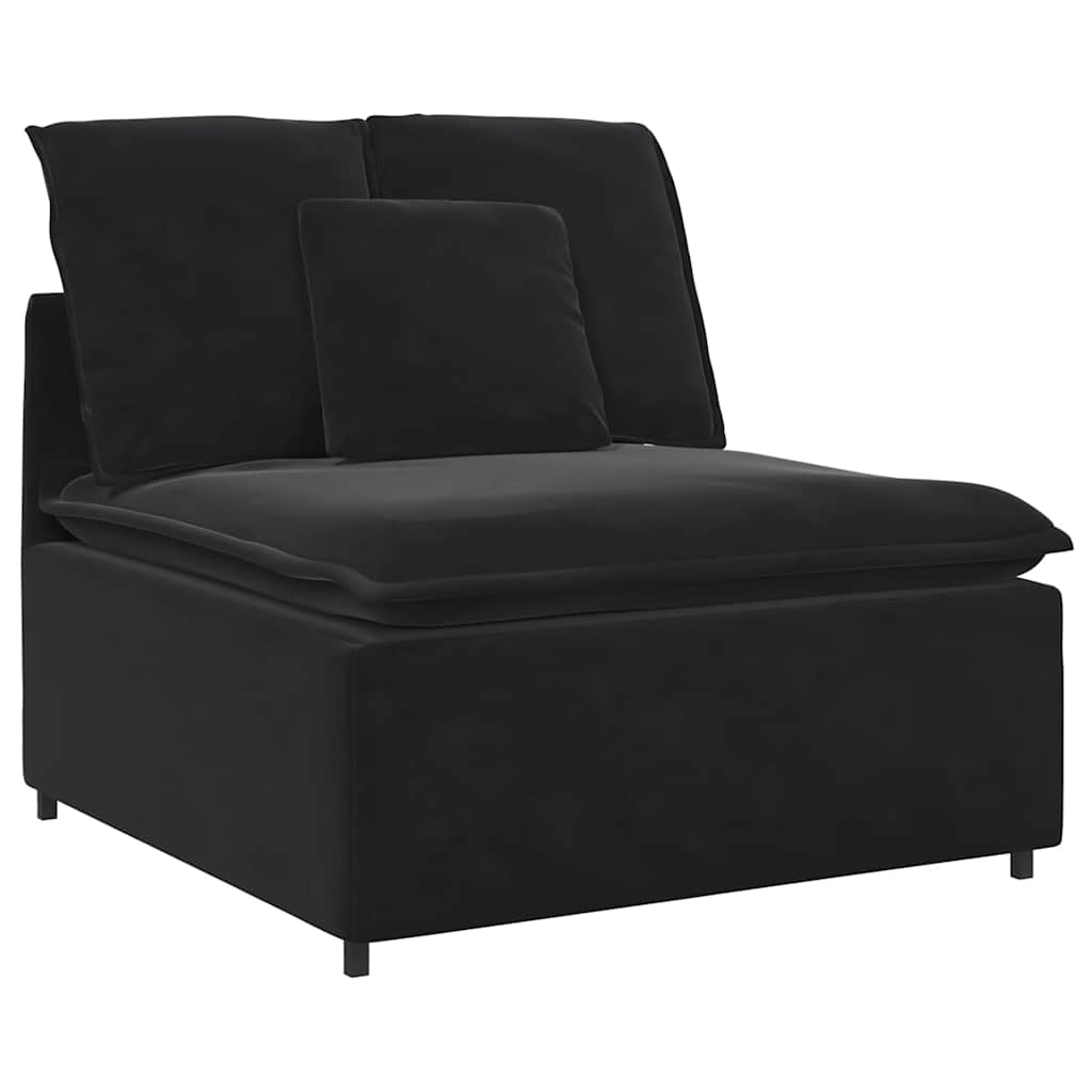 Modulares Sofa mit Kissen Samt Schwarz