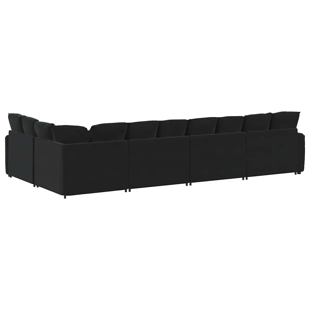 Modulares Sofa mit Kissen Samt Schwarz