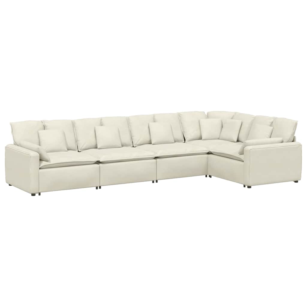 Modulares Sofa mit Kissen Samt Cream