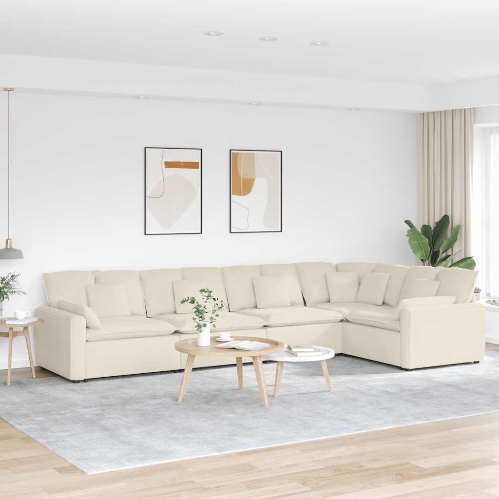 Modulares Sofa mit Kissen Samt Cream