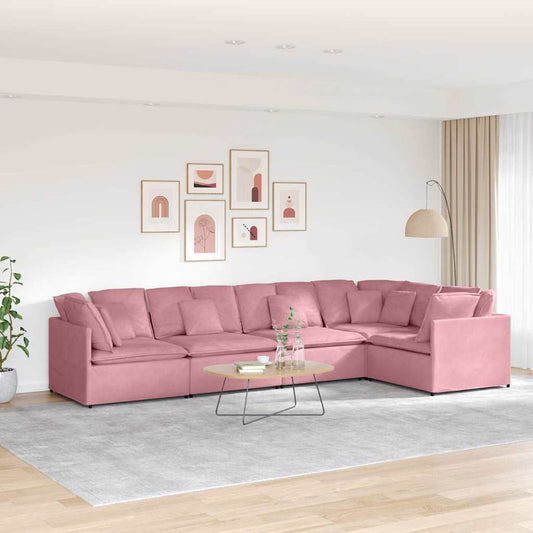 Modulares Sofa mit Kissen Samt Rosa