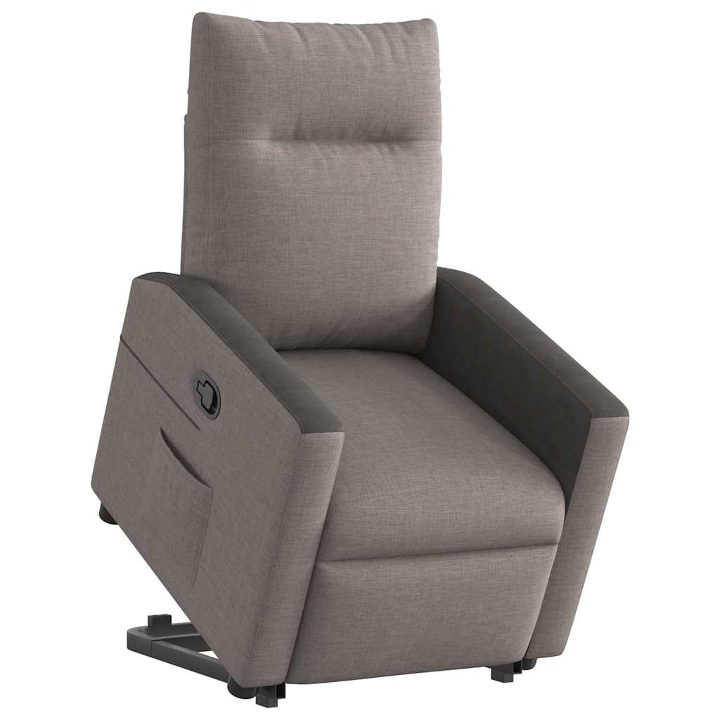 Fauteuil relax avec aide à la verticalisation en tissu taupe
