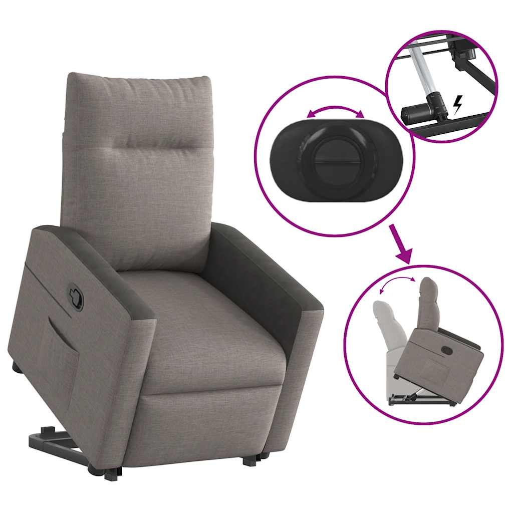 Relaxsessel mit Aufstehhilfe Taupe Stoff