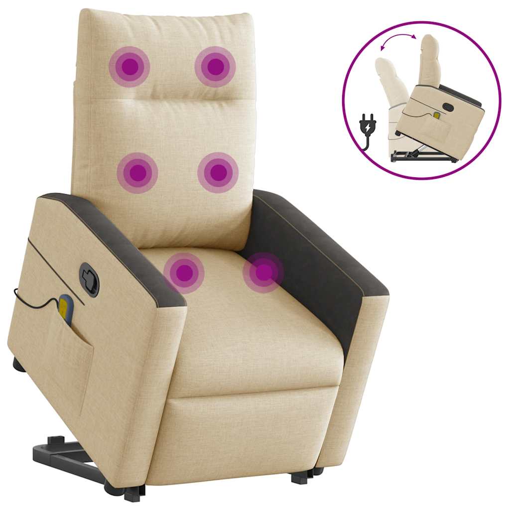 Massagesessel mit Aufstehhilfe Creme Stoff