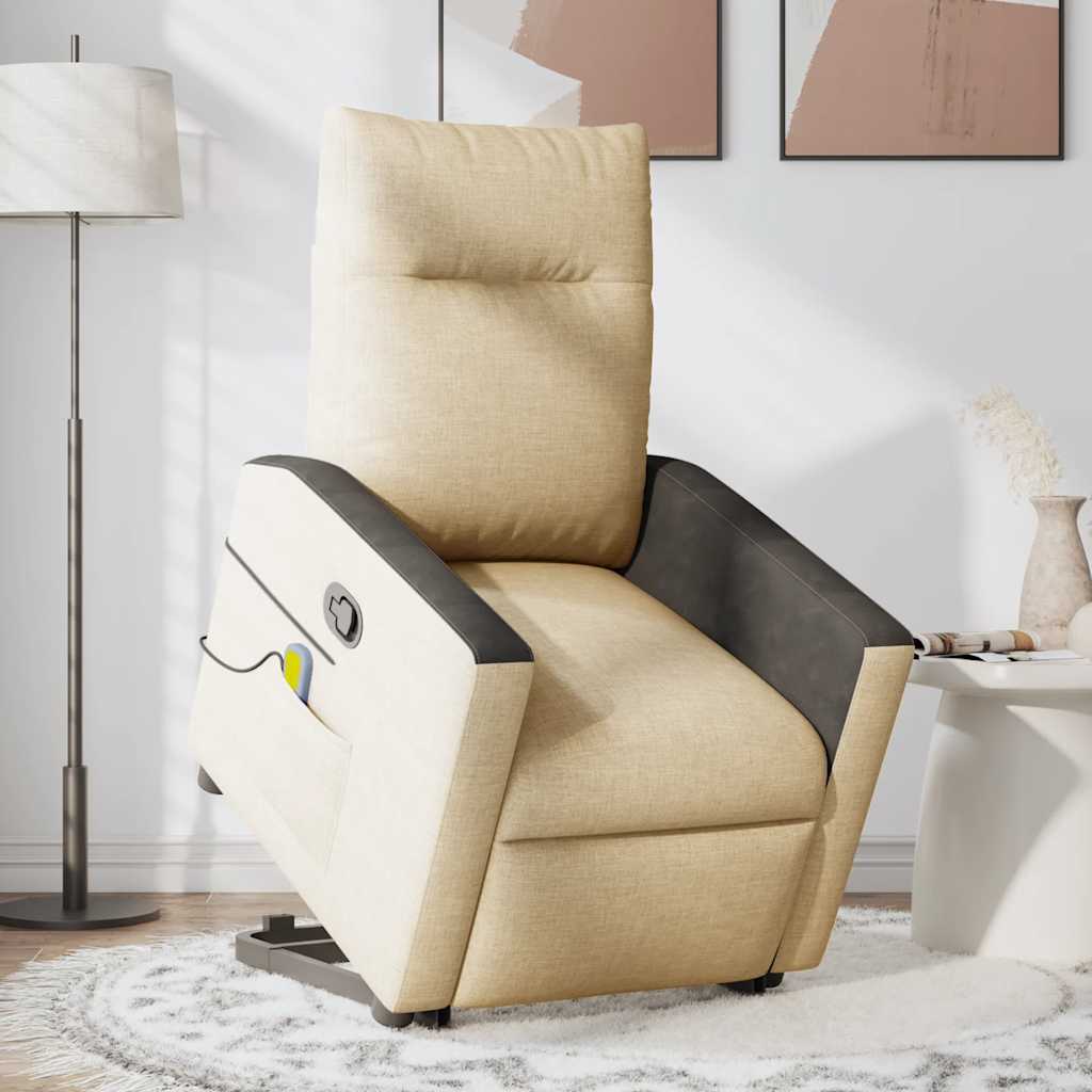 Massagesessel mit Aufstehhilfe Creme Stoff