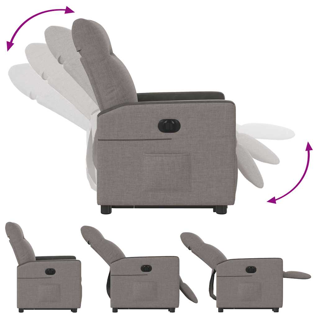 Relaxsessel mit Aufstehhilfe Elektrisch Taupe Stoff