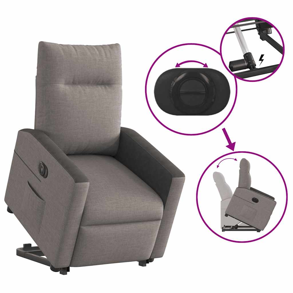 Relaxsessel mit Aufstehhilfe Elektrisch Taupe Stoff