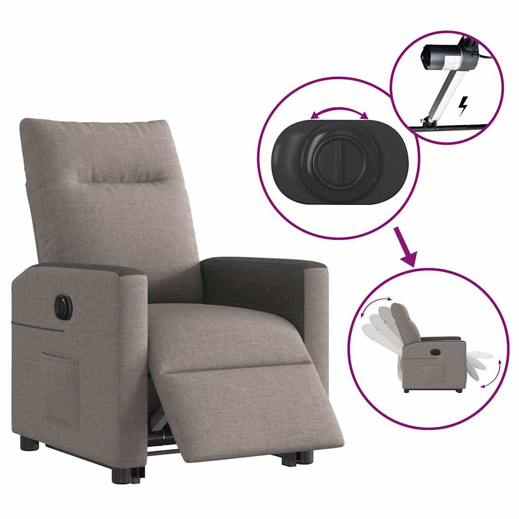 Relaxsessel mit Aufstehhilfe Elektrisch Taupe Stoff