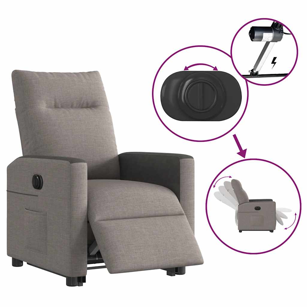 Relaxsessel mit Aufstehhilfe Elektrisch Taupe Stoff