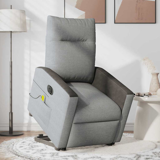 Fauteuil de massage électrique avec aide à la verticalisation en tissu gris clair