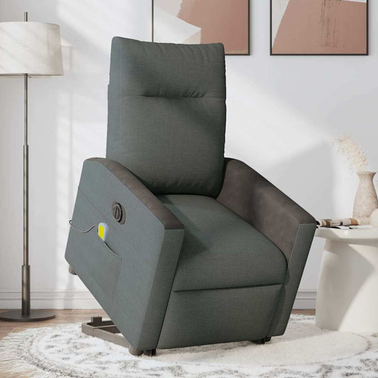 Fauteuil de massage électrique avec aide au verticalisation en tissu gris foncé