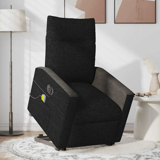 Fauteuil de massage électrique avec aide à la verticalisation, tissu noir