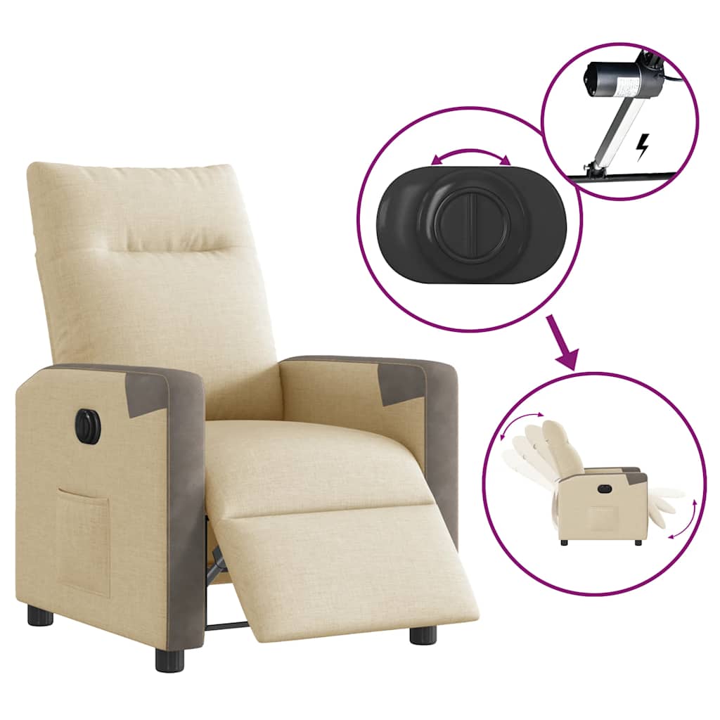 Relaxsessel Elektrisch Creme Stoff
