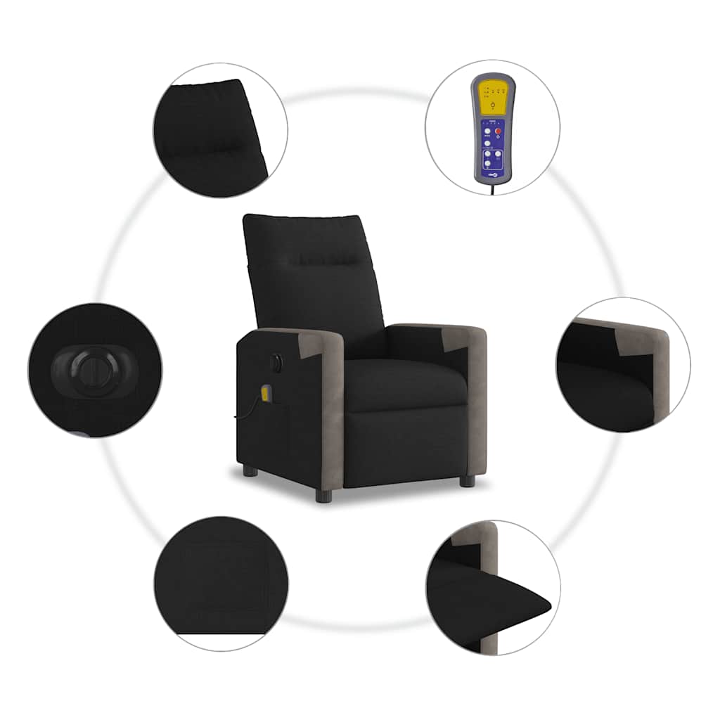 Massagesessel Elektrisch Schwarz Stoff