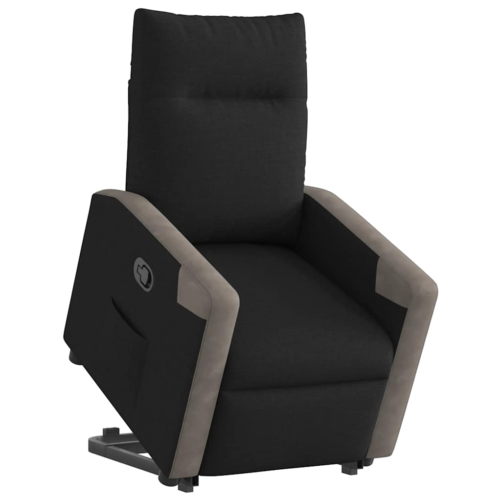 Relaxsessel mit Aufstehhilfe Schwarz Stoff