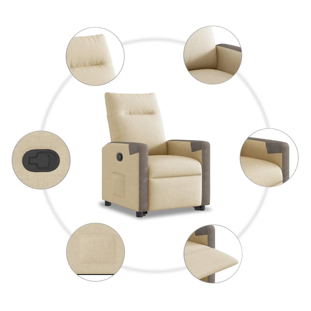 Relaxsessel mit Aufstehhilfe Creme Stoff