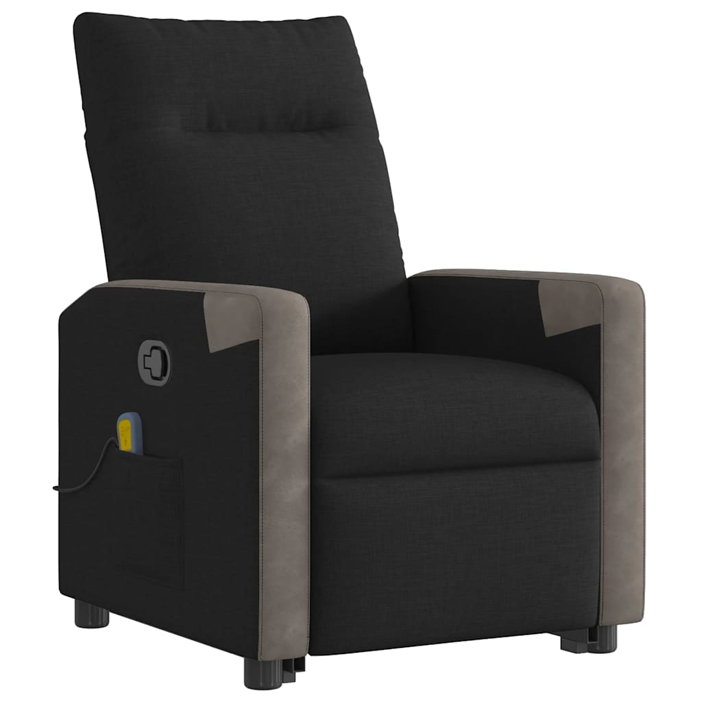 Massagesessel mit Aufstehhilfe Schwarz Stoff