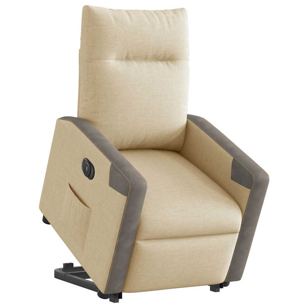 Relaxsessel mit Aufstehhilfe Elektrisch Creme Stoff