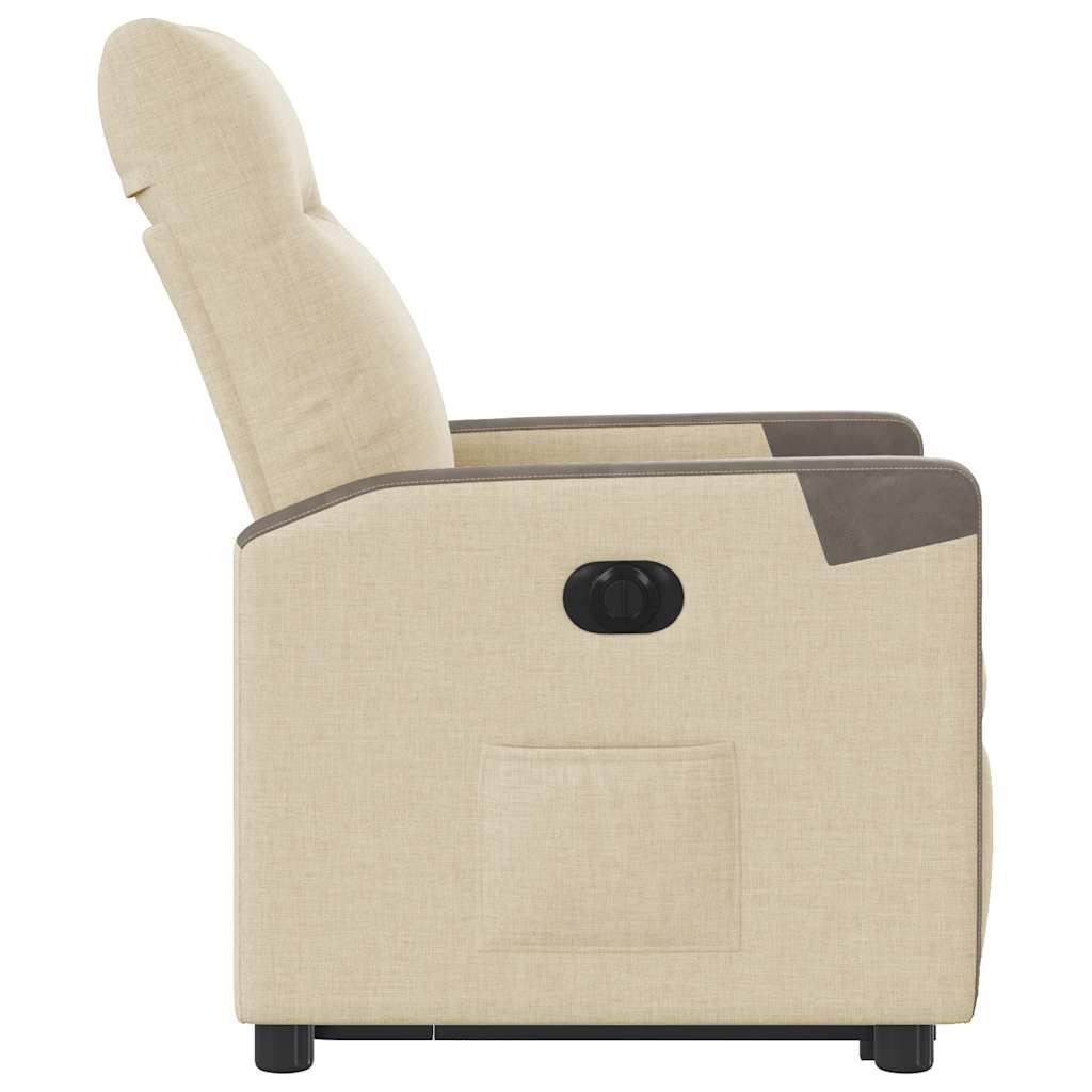 Relaxsessel mit Aufstehhilfe Elektrisch Creme Stoff
