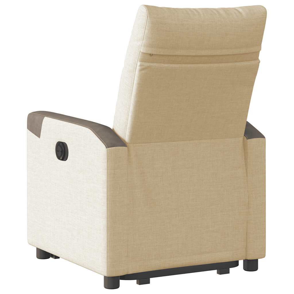 Relaxsessel mit Aufstehhilfe Elektrisch Creme Stoff