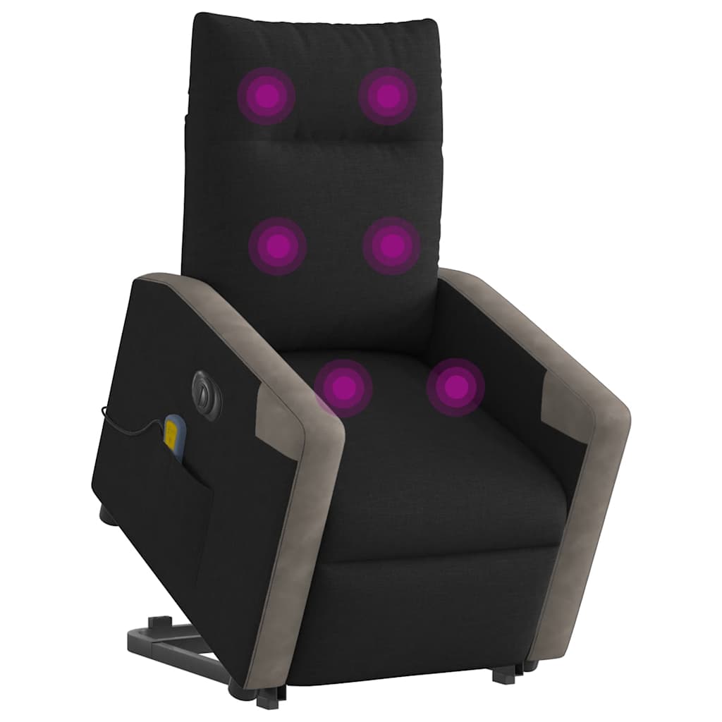 Elektrischer Massagesessel mit Aufstehhilfe Schwarz Stoff