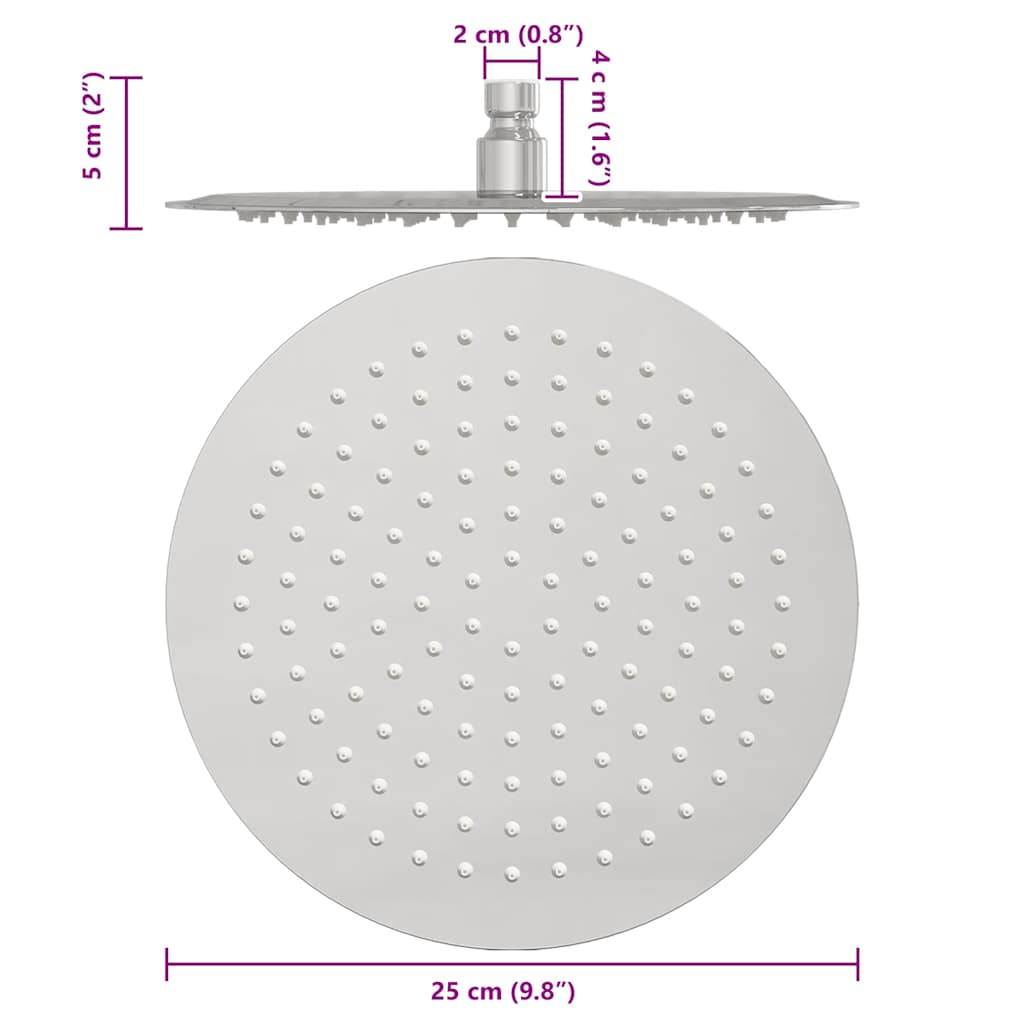 Regenbrause Edelstahl 304 25 cm Rund