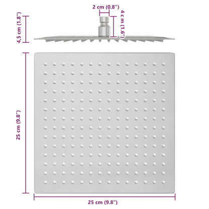 Regenbrause Edelstahl 304 25x25 cm Quadrat