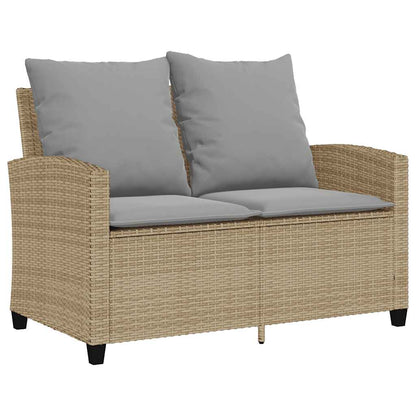 6-tlg. Garten-Sofagarnitur mit Kissen Beige Poly Rattan