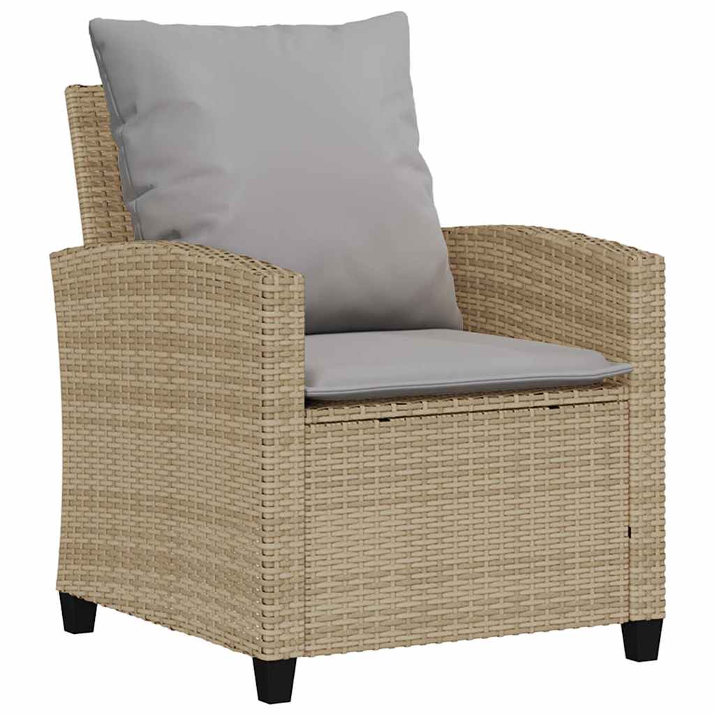 6-tlg. Garten-Sofagarnitur mit Kissen Beige Poly Rattan