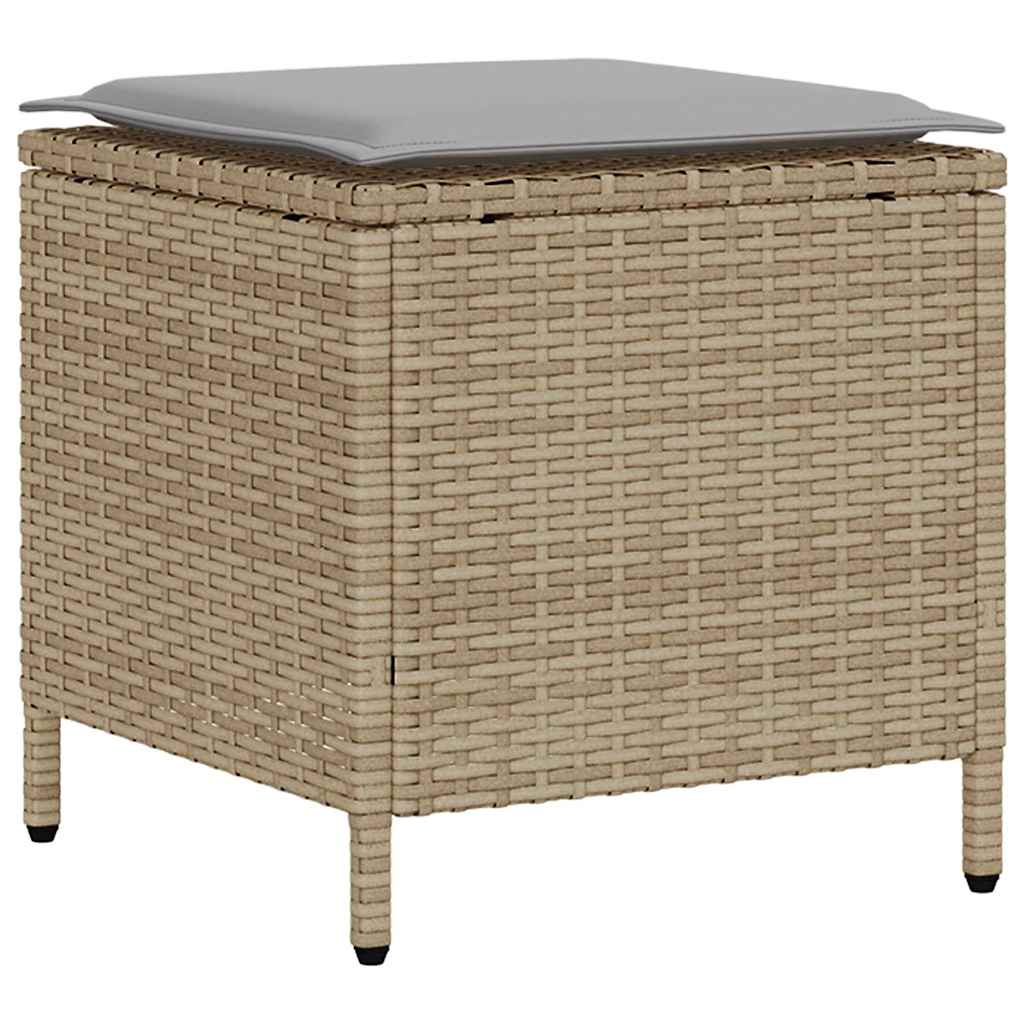 6-tlg. Garten-Sofagarnitur mit Kissen Beige Poly Rattan
