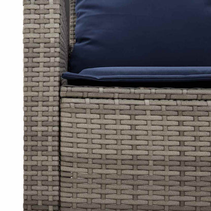 6-tlg. Garten-Sofagarnitur mit Kissen Grau Poly Rattan
