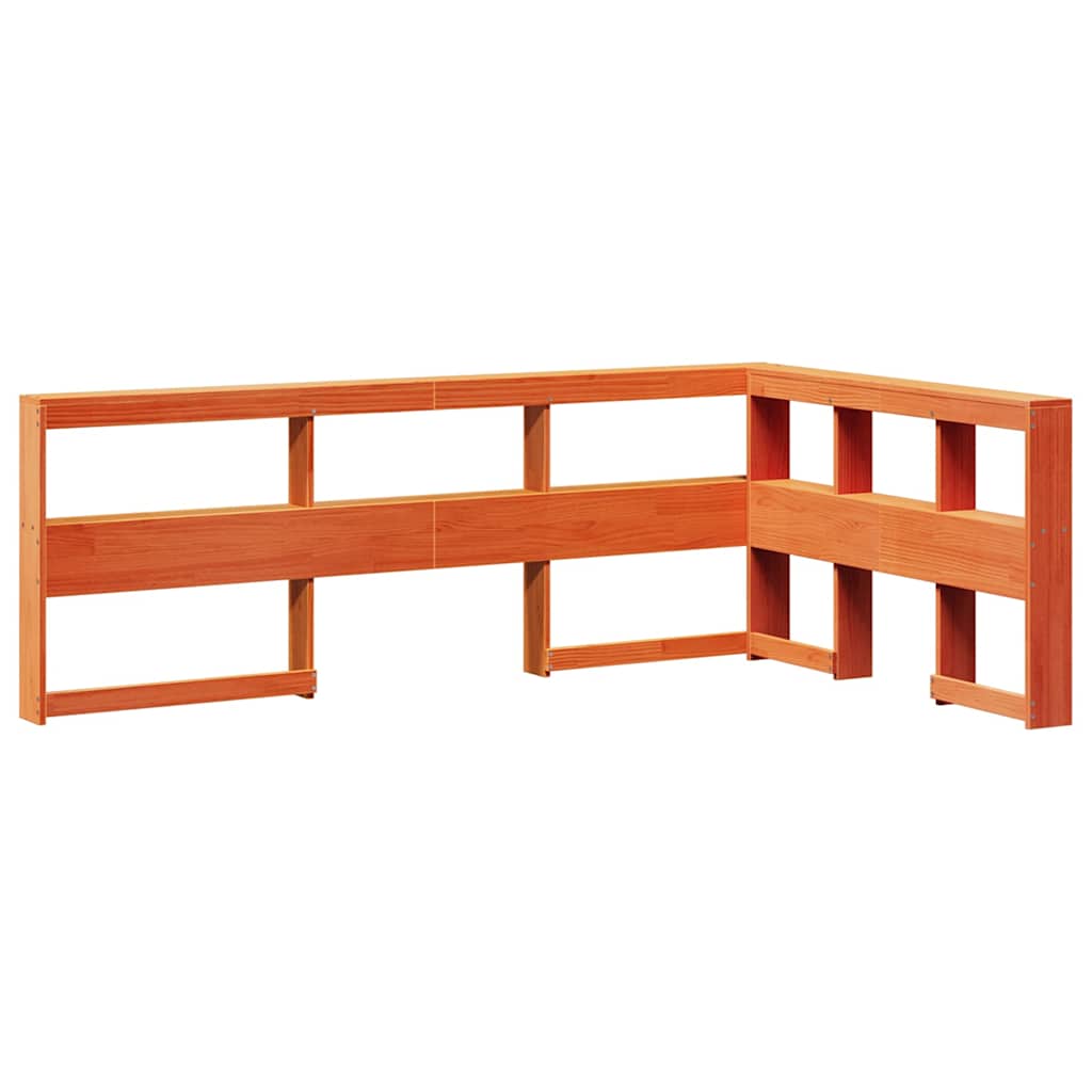 Massivholzbett mit Regal ohne Matratze Wachsbraun 140x200 cm