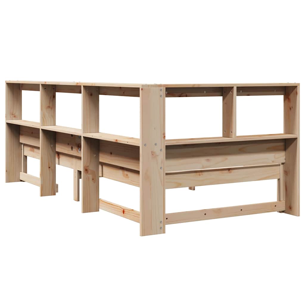 Massivholzbett mit Regal ohne Matratze 90x200 cm Kiefer
