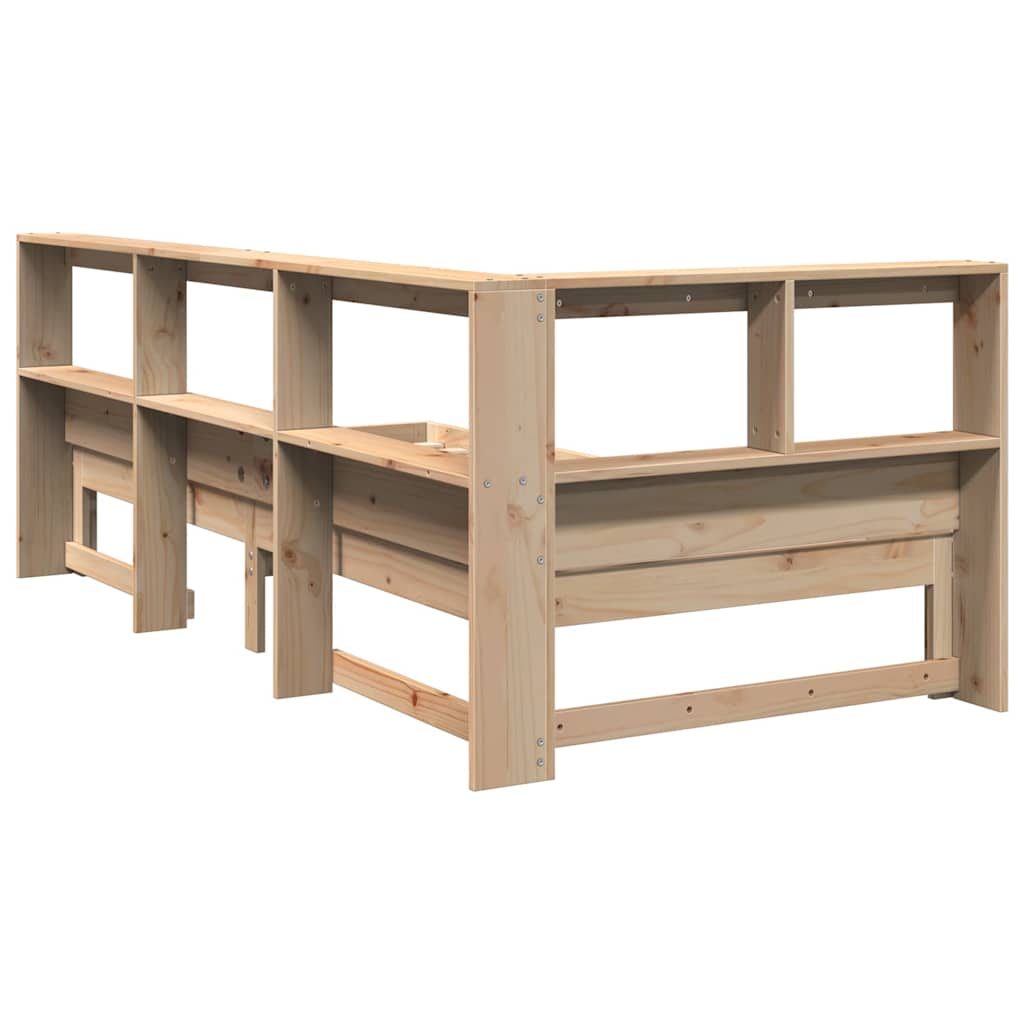 Massivholzbett mit Regal ohne Matratze 90x200 cm Kiefer