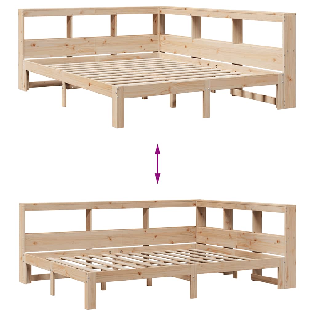Massivholzbett mit Regal ohne Matratze 140x190 cm Kiefernholz