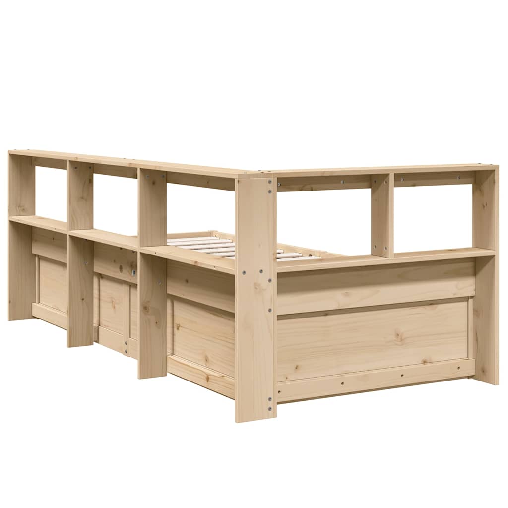 Massivholzbett mit Regal ohne Matratze 90x200 cm Kiefer
