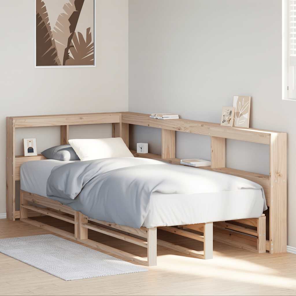 Massivholzbett mit Regal ohne Matratze 90x200 cm Kiefer