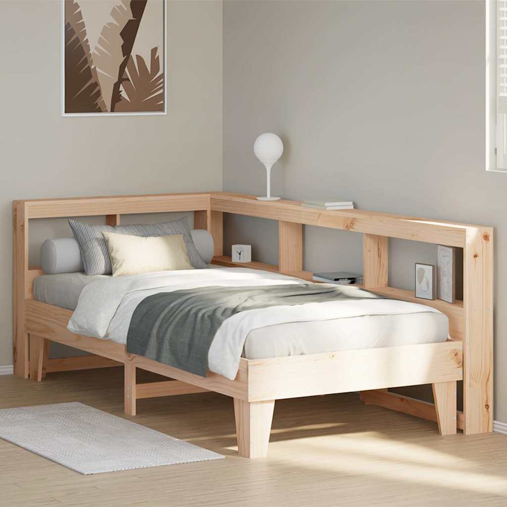 Massivholzbett mit Regal ohne Matratze 90x200 cm Kiefer