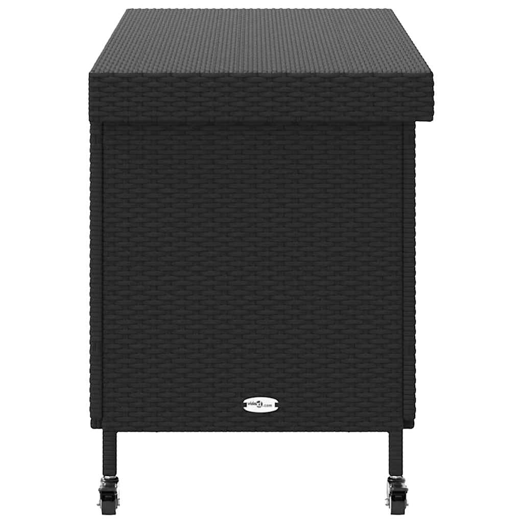 Gartentruhe mit Rollen Schwarz 110x55x73 cm Poly Rattan