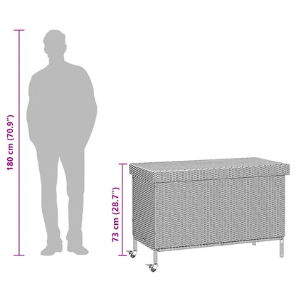 Gartentruhe mit Rollen Braun 110x55x73 cm Poly Rattan