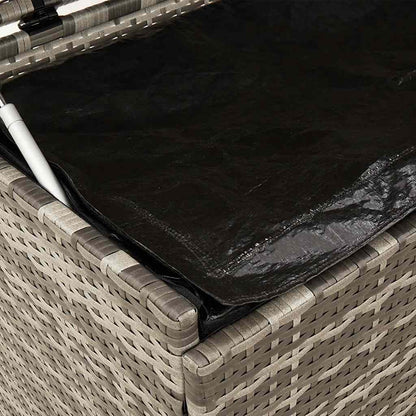 Gartentruhe mit Rollen Grau 110x55x73 cm Poly Rattan