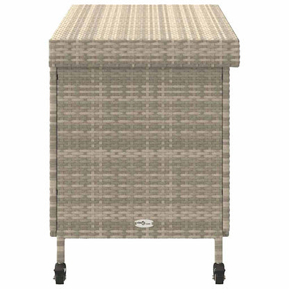 Gartentruhe mit Rollen Hellgrau 110x55x73 cm Poly Rattan