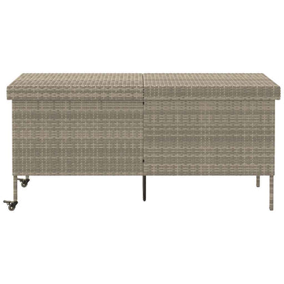 Gartentruhe mit Rollen Hellgrau 160x55x75 cm Poly Rattan