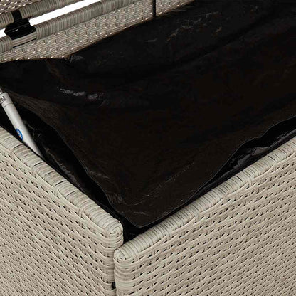 Gartentruhe mit Rollen Hellgrau 160x55x75 cm Poly Rattan
