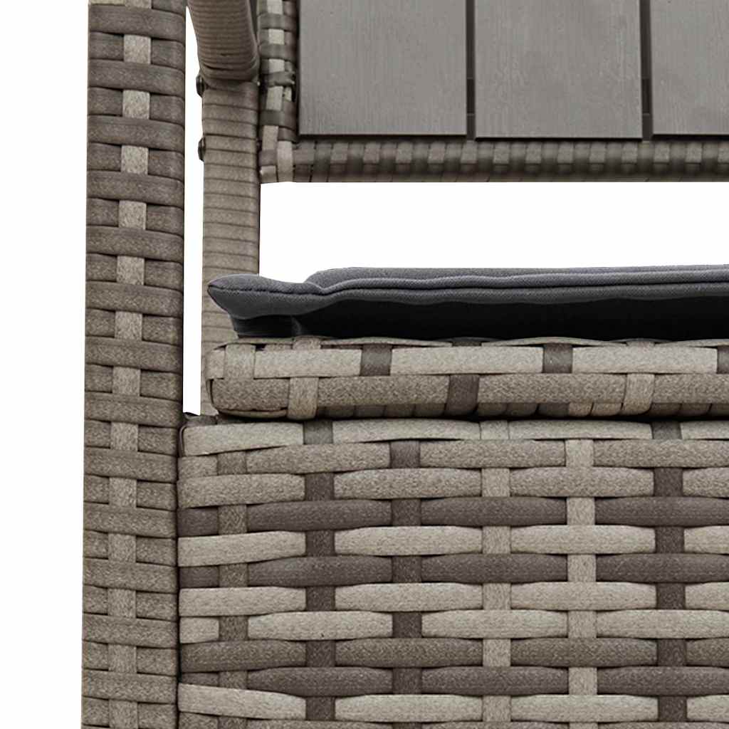 Gartenbank mit Stauraum und Kissen Grau Poly Rattan