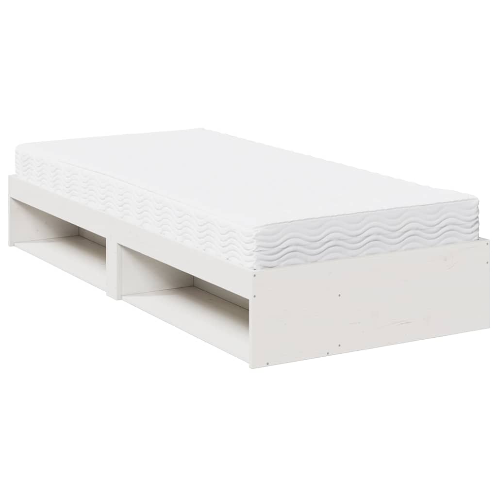 Daybed with mattress white 100x200 cm solid pine wood
