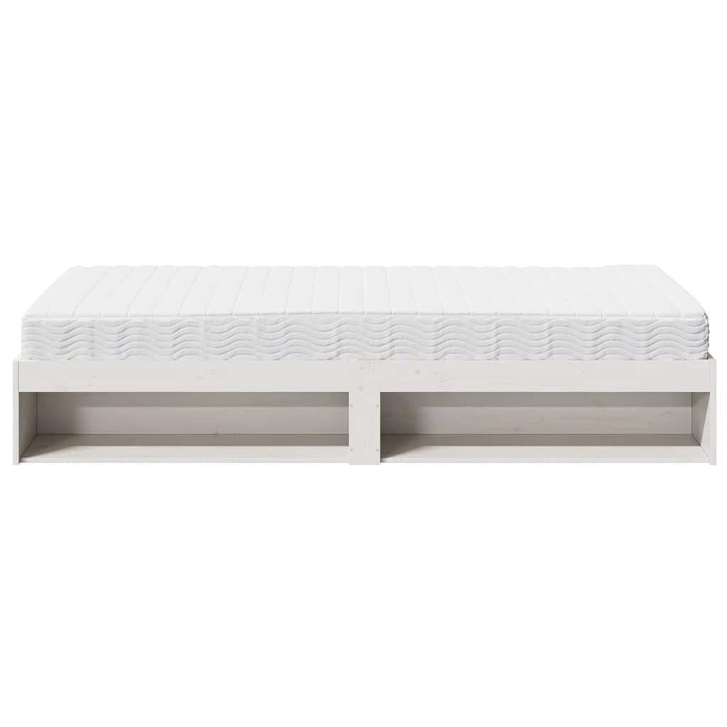Daybed with mattress white 100x200 cm solid pine wood